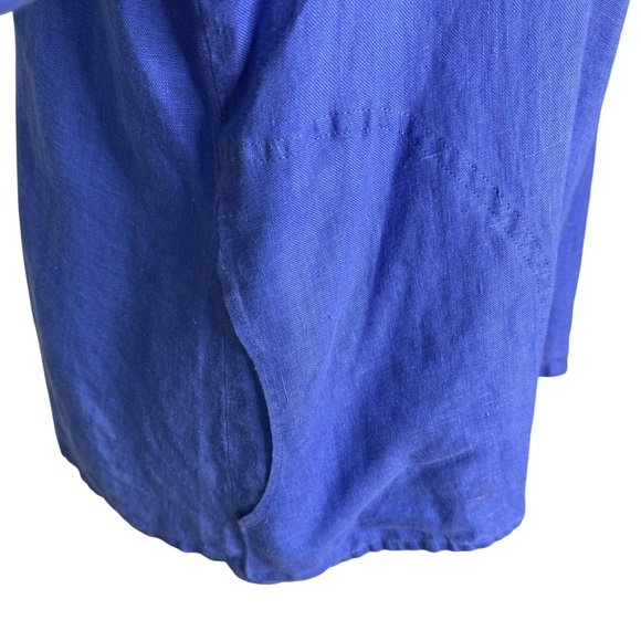 Flax Linen Button Front Jacket Top Periwinkle Blue Size M Relaxed Fit - Picture 2 of 10